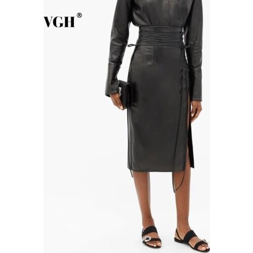 Женские кожаные юбки VGH China At AliExpress