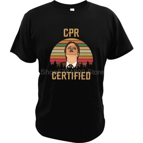CPR Certified Dwight Dummy Mask T-shirt The Office Movie Funny 100% Cotton Digital Print T Shirt