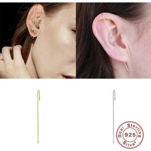 BOAKO 925 Sterling Silver Stud Earrings For Women Surrounding Auricle Type Ear Bone Clip Diagonal Earrings Jewelry pendientes