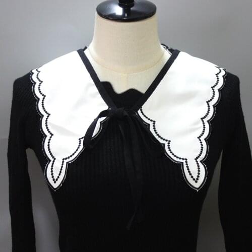 Womens Doll Bowknots Fake Collar Vintage White/Black False Collars Half Shirt Necklace Shawl Wrap Detachable Collar Accessories