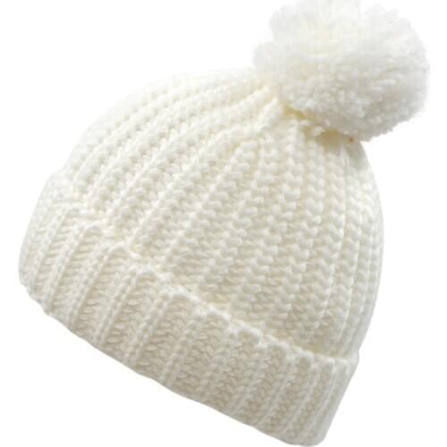 Connectyle Boys Girls Winter Thick Knitted Hat Soft Lightweight Warm Pom Skull Cuff Beanie Kids Daily Hat