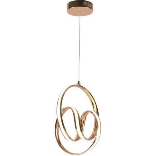 Golden pendant light Led processing lamp Nordic modern minimalist restaurant lamp intertwined round aluminum acrylic lighting