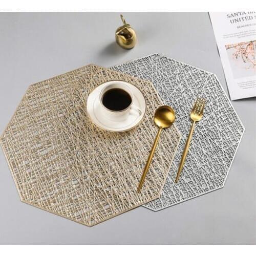 10pce/lot PVC Placemats Octagonal Hollow Waterproof Non Slip Table Mats Heat-insulated Pad Coaster