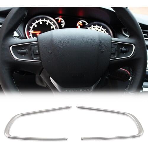 2pcs Steering Wheel Trim Cover Fit For Peugeot 508 2011-2016 408 2014-2015 Chrome Center Console Inner Styling Stainless Bezel