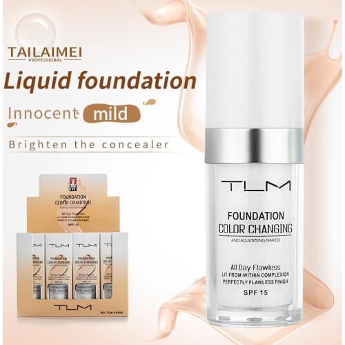 3PCS TLM Color Changing Foundation Profesional Colour Changing Face Makeup Waterproof Makeup Gift Skin Care Liquid Foundation