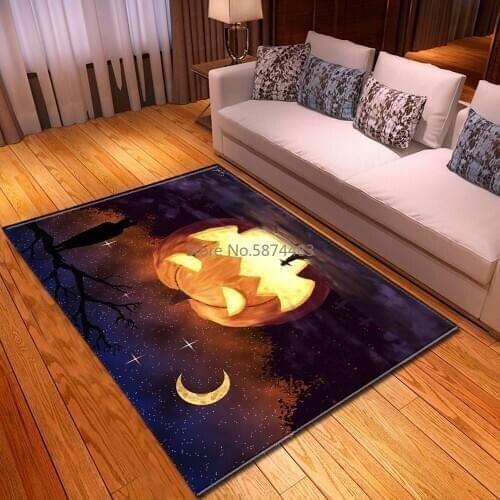 3D Printing Bedroom Area Rugs Pumpkin witch Gothic Large Size Carpets Modern Halloween Party Anti-slip Floor Rug Home Decor Mats