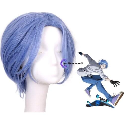 Anime SK8 The Infinity Langa Hasegawa Cosplay Wig SK Eight Badge Ranga Blue Short Heat-resistant Fiber Hair + Free Wig Cap Women