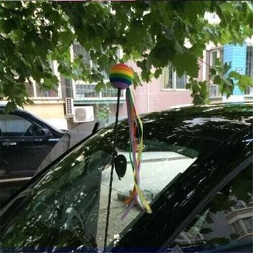 Car Styling Exterior Roof Ornament Rainbow Straps Adorable Cartoon Doll Antenna Balls EVA Ball Aerial Topper Decoration