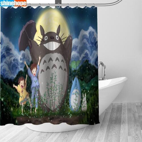 Big Sale New Custom Totoro Modern Shower Curtain with Hooks bathroom Waterproof Polyester Fabric