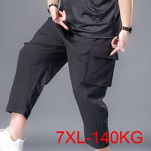 Spring Summer men pants 7XL waist 145cm 5XL 6XL Plus size Mens pants