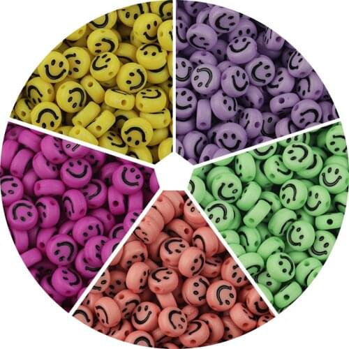 100pcs/lot Mixed Acrylic Beads Round Letter Smile charms Spacer Beads for Kids Bracelets Necklaces DIY Jewelry Making Findings