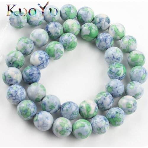 Blue Green Jaspers Stone Beads Round Rain Flower Stone Loose Spacer Beads For Jewelry Making Diy Bracelet Necklace 4/6/8/10/12mm
