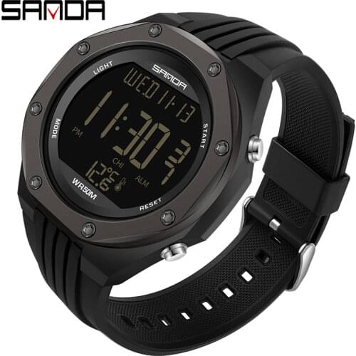 SANDA 2021 New G Style Fashion Mens Watch Multifunctional Sports LED Display Watch Waterproof Body Temperature Digital Watch