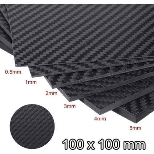Placa de sarga de carbono de superficie mate 3K, Material de alta dureza, tablero de fibra de carbono 0,5-5MM, 100x100mm