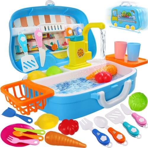 Childrens Play Sink Childrens Electric Dishwasher Kitchen Toy Set with Tap Water Circulation System Boy and Girl Toys
