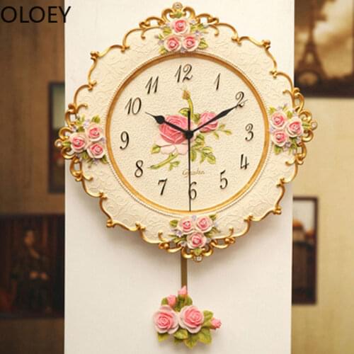 European Large Wall Clock Vintage Swing Creative Pendulum Clock Wall Farmhouse Decor Clocks Wall Home Decor Modern Wall Clock