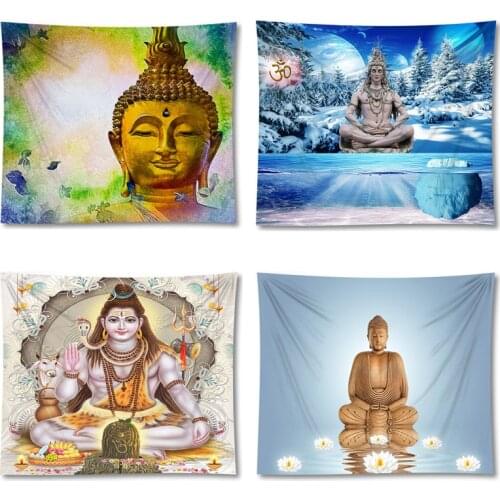 Buddha Tapestry Wall Hanging Square Beach Blanket Mandala Tablecloth Ganesha Walls Hang Tapestries Home Textile