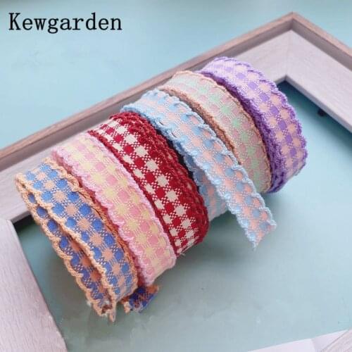 Kewgarden Plaid Hemming Ribbon 12mm 32mm DIY Hairbow Accessories Handmade Sewing Crafts Overlock Edge Tape Gift Packing 5 Meters