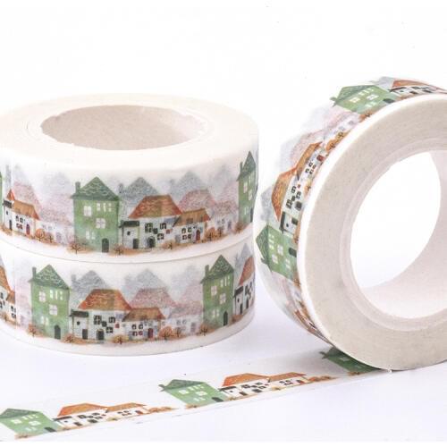 1pc 15mm*7m Kawaii House Washi Tape High Quality Sticky Girl Masking Tape Decorative Paper Tape