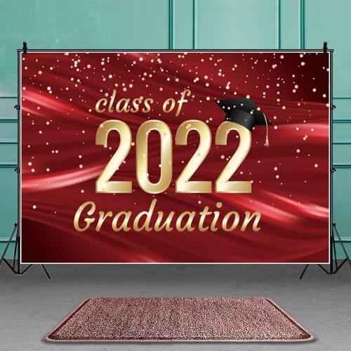 Red Theme Happy Graduation 2022 Background Portrait Photography Party Photozone Photo Decor Backdrops Photocall for Studio Shoot