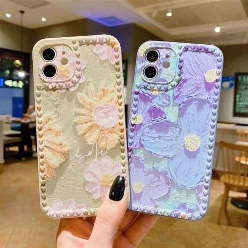 Love Frame Retro Painting Flower Case For iPhone 12 Pro Max Mini 11 X XR Xs Max 6 7 8 Plus SE 2020 Soft TPU Silicone Cover Funda