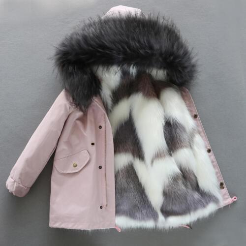 -30 Degrees Hooded Girls Fur Jackets Thick Warm Boys Coats Windproof Childrens Snowsuits Teenage Kids Outerwear Clothes