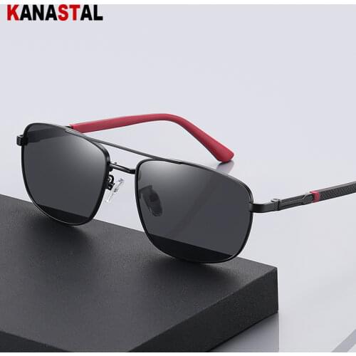 Mens Polarized UV400 Sunglasses Metal Double Beam Stitching Frame Eyeglass Outdoor Sports Fishing Sunscreen Sun Visor Men Retro