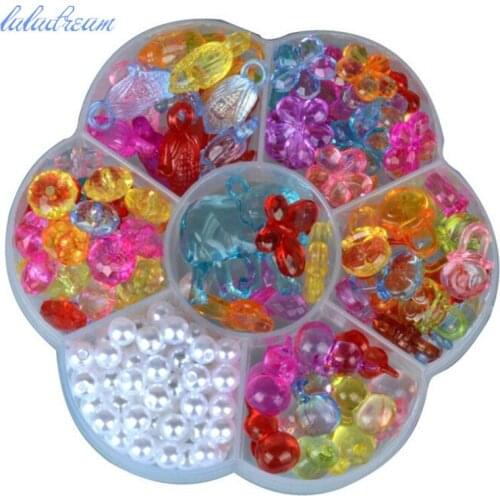 Wear Necklace and Bracelet Beaded Toys DIY Hand-made Jewelry Colorful Bead Fancy Toy for Kids