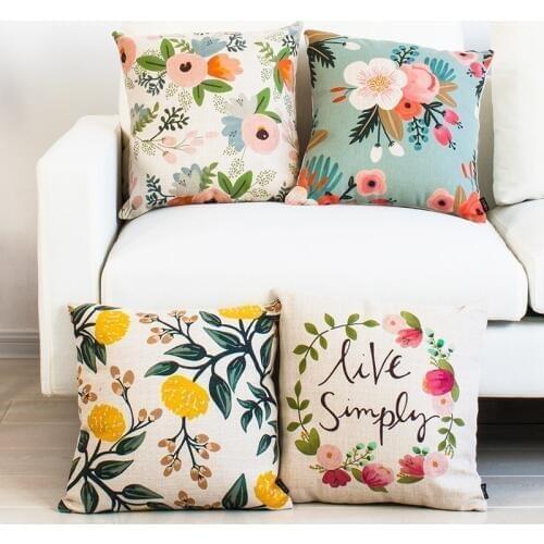 Lovely drawing Flowers Linen Cotton Pillow Cover Home Decor Cushions Cover Decorative Throw Pillows Pillowcase