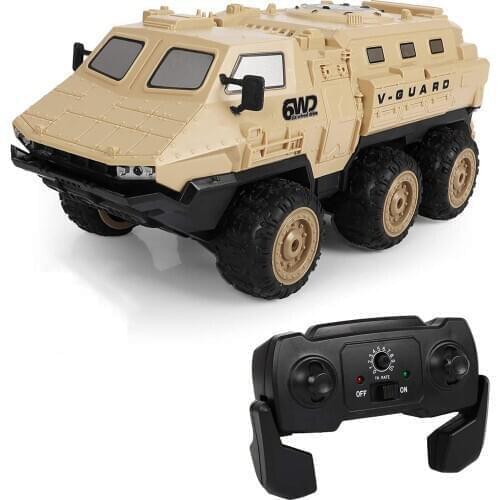 RC Army Toy Car 6WD 1/16 Scale Remote Control Military Armored Truck All-Terrain Off-Road Tank for Adults Kids Boys