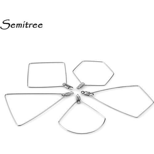 Semitree 20pcs Stainless Steel Wire Earring Hooks Connector for DIY Irregular Dangle Hoop Earrings Findings Jewelry Making