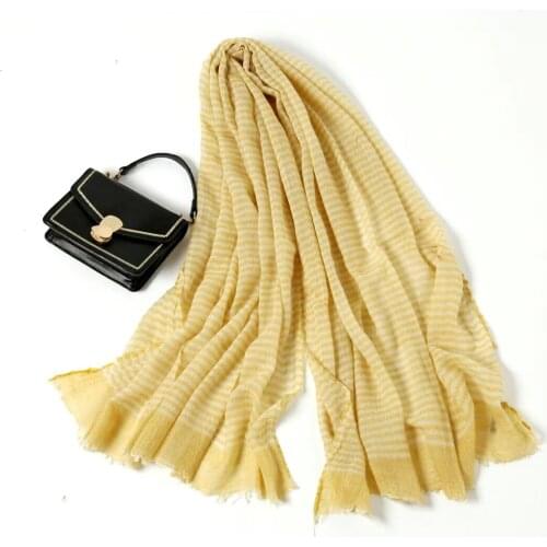 Newest Wool Acrylic Scarves GIrls Stripes Spring Summer Long Foulard Female Soft Office Casual Hijab Big Shawl 90X200CM 9 Colors
