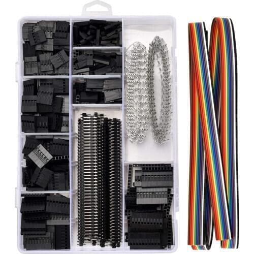 Dupont Connector 2.54mm Cable Jumper Wire Pin Header Housing Kit Male Crimp Pins+Female Pin Terminal Connector Electric Cable