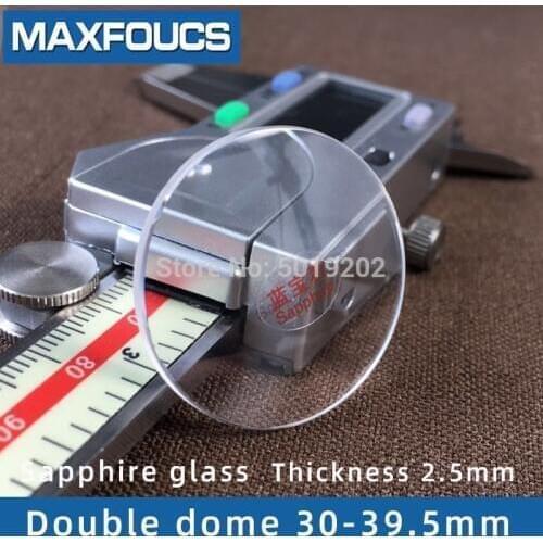 Watch glass Anti-scratch sapphire crystal Double dome Thick 2.5/2.2/2.3/2.4/2.6mm Diameter 30 ~ 39.5 mm