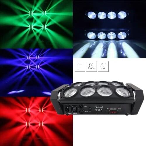 Led Spider Moving Head Light 8X12W RGBW 4In1 Lyre Dmx Beam LED Rotating Disco Mobile Lamp For Stage Dj Party Lights Nightclub