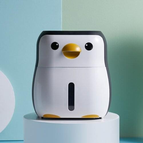 Cute Penguin Waterproof Bathroom Tissue Box Double Layer Toilet Paper Holders Storage Boxes With Drawer Home Roll Paper Rack