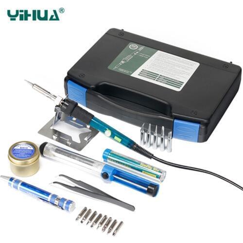 YIHUA 947-III Electric Soldering Irons 220V 60W Adjustable Temperature Soldering Iron 5pcs Tip Protable Welding Repair Tools Kit