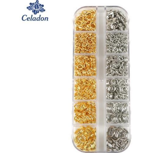 Gold and Silver Tone 4-10mm Single Loop Jump Rings Lobster Clasps DIY Jewelry Findings Beads Kit for Jewelry DIY Making