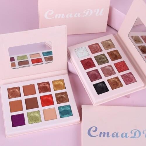 12-color mashed potatoes sequined powder wet eye shadow tray earth tone pearlescent waterproof easy to color