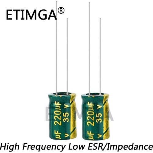 12pcs/lot Low ESR/Impedance High Frequency 35v 220UF Aluminum Electrolytic Capacitor Size 8*12 220UF35V 20