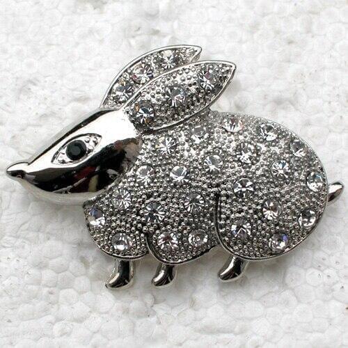 12pcs/lot Wholesale Crystal Rhinestone Rabbit Pin brooches jewelry Accessories C101890