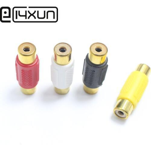 2pcs/lot RCA Female to Female RCA Plug Jack Gold-plated AV Audio Extension Cable Connector