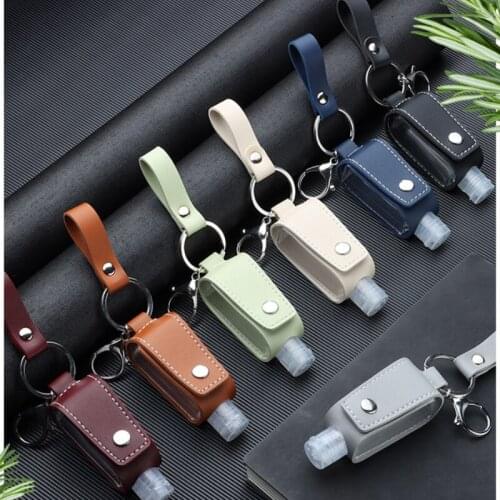 20pcs Prtable Disinfectant Gel Bottles Leather Hand Sanitizer Gel Holder botes gel hidroalcolico rellenable llavero