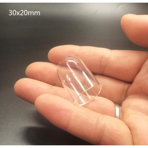 30x20mm Empty tube glass globe cover dome bell jars glass vials message bottle bubble diy pendant necklace wedding decor 50pcs