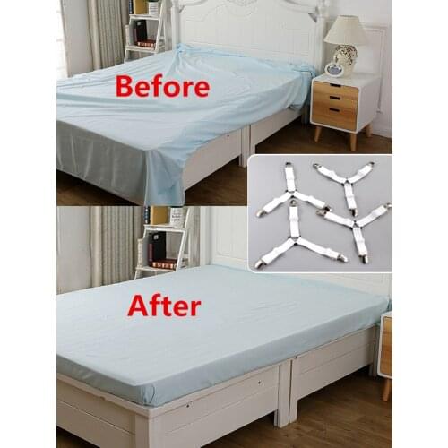 4Pcs/Set Elastic Non-slip Clip Blanket Gripper White and BlackBed Sheet Clip Bed Sheet Belt Fastener Mattress