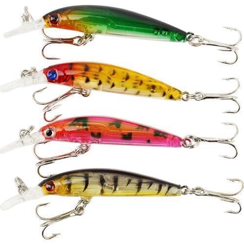 4PCS Mix Minnow Fishing Lures Fishing Bait Bass Fishing Tackle Transparent