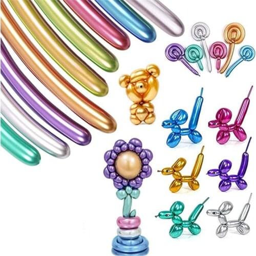 50/100pcs Metallic Magic Long Twisting Balloons DIY Animals Flowers For Boys Girls Birthday Circus Wedding Party Decorations