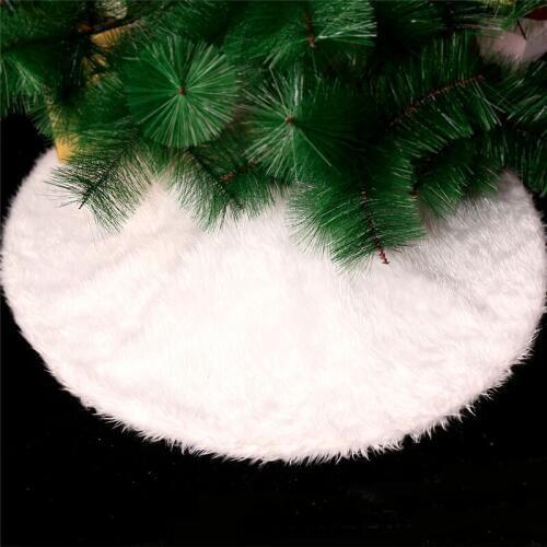 78cm/90cm/122cm White Christmas Tree Skirts Fur Carpet New Year Christmas Decoration For Home Floor tree Mat Long Wool Navidad