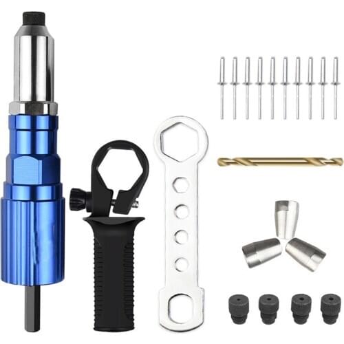 Electric Rivet Gun Adapter Blind Rivet Nut Gun Drill Converter Cordless Riveting Tool Insert Nut Tool Drill Riveter Gun Rivets
