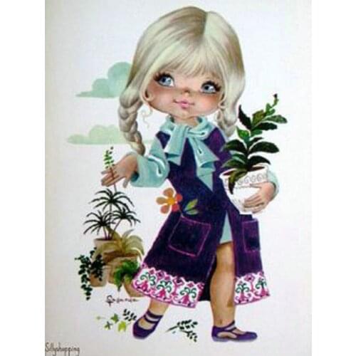 DIY 5D diamond painting cross stitch Potted girl full square diamond embroidery mosaic pattern Crafts gift stickers decoration